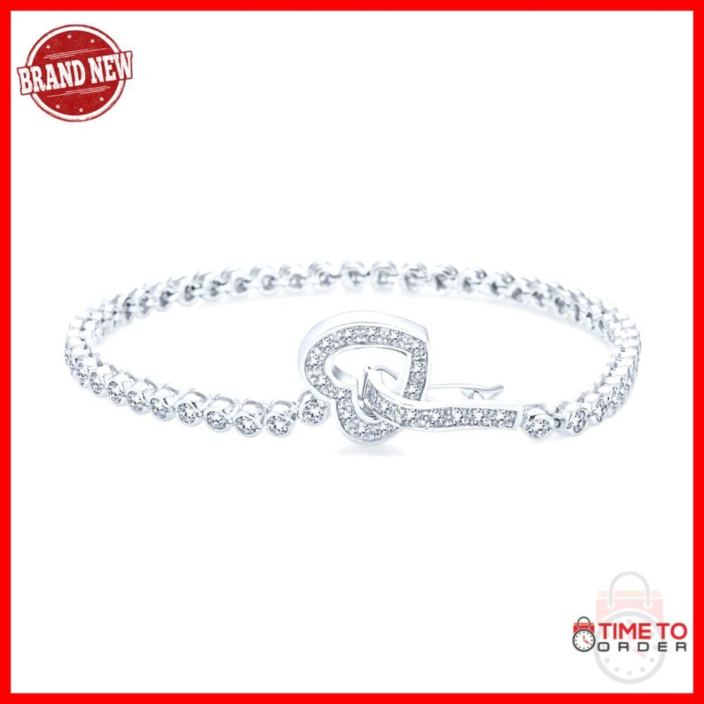 7.5 Inch Sterling Silver Tennis Bracelet with 43 CZ Stones
